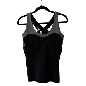 Lucy Women's Black Raceback Athletic Tank With Built in bra. Size Large